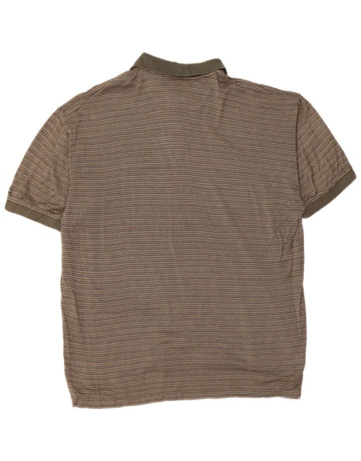 IZOD Polo para hombre de algodón a rayas caqui medio