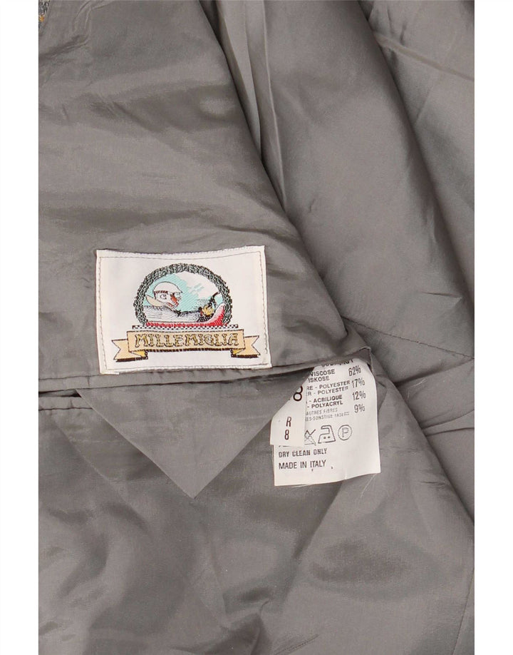 Vintage hombres 2 botones Blazer chaqueta IT 48 gris medio comprobar viscosa