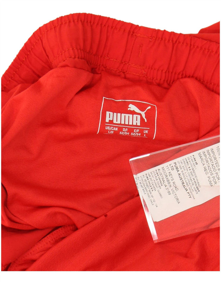 PUMA Pantalones cortos deportivos para hombre Poliéster color block rojo grande