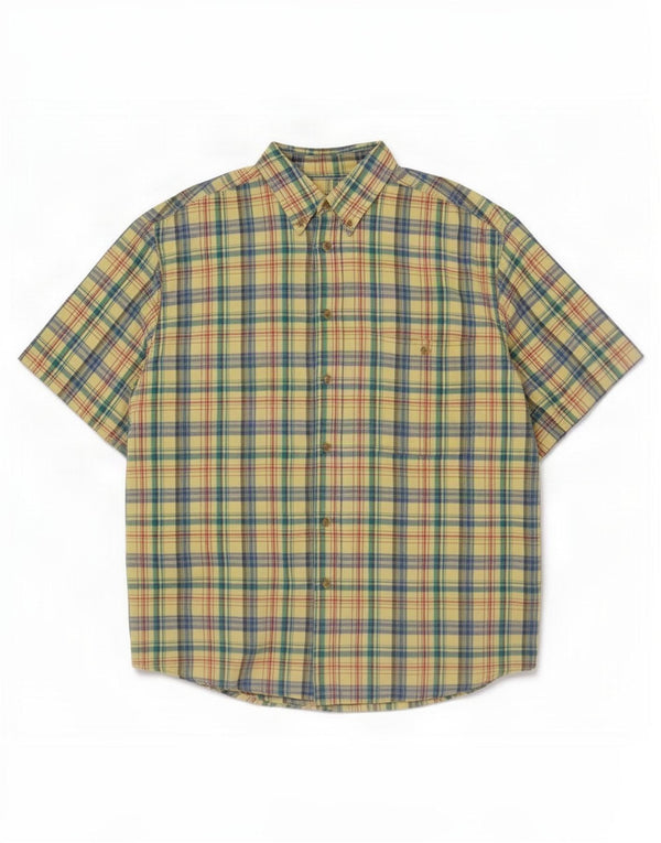St. Bernard Camisa de manga corta para hombre de algodón a cuadros multicolores grandes