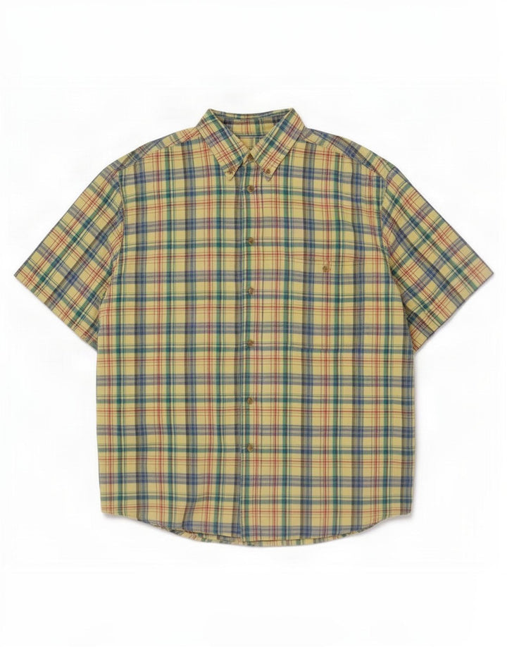 St. Bernard Camisa de manga corta para hombre de algodón a cuadros multicolores grandes