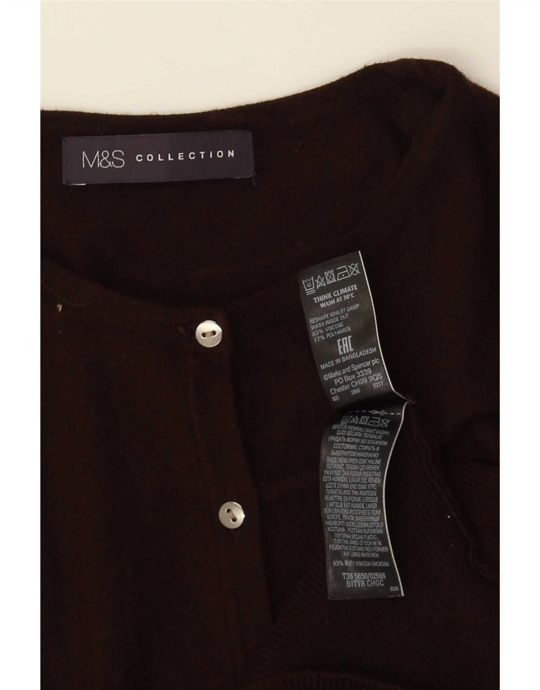 Marks & Spencer Suéter tipo cárdigan para mujer UK 10 Small Viscosa marrón