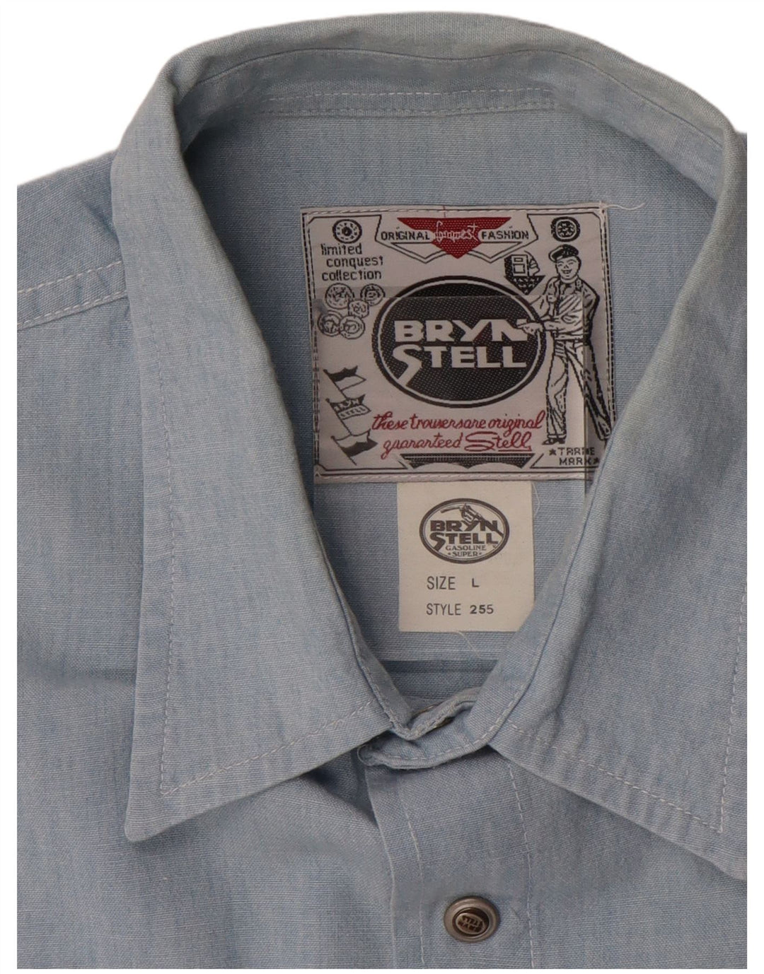 Bryn Stell Camisa de manga corta para hombre de algodón azul grande
