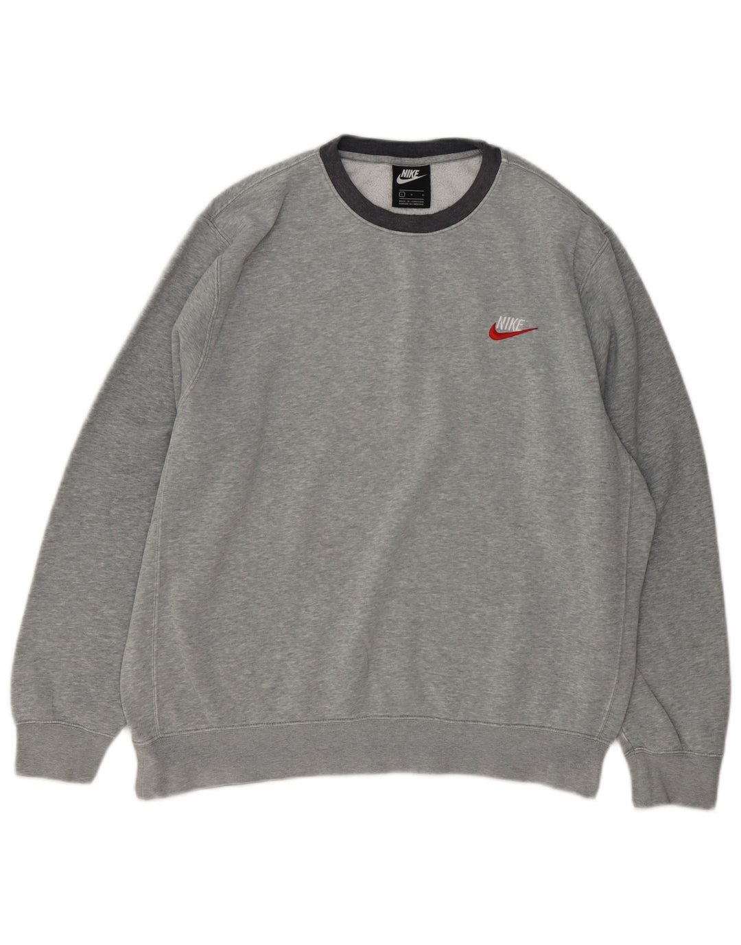 NIKE Hombre Sudadera Jumper Grande Gris Algodón