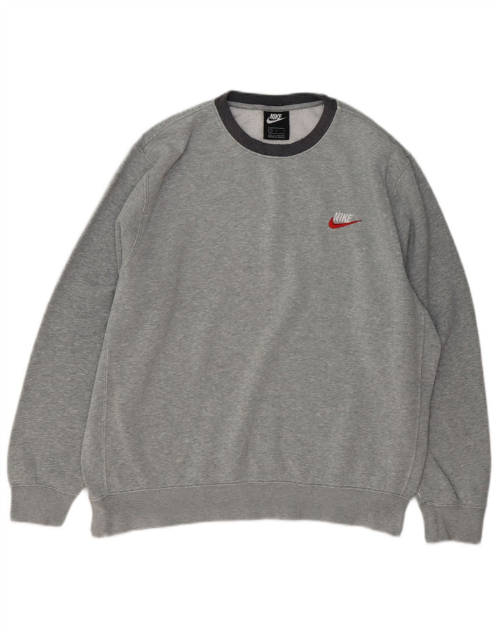NIKE Hombre Sudadera Jumper Grande Gris Algodón