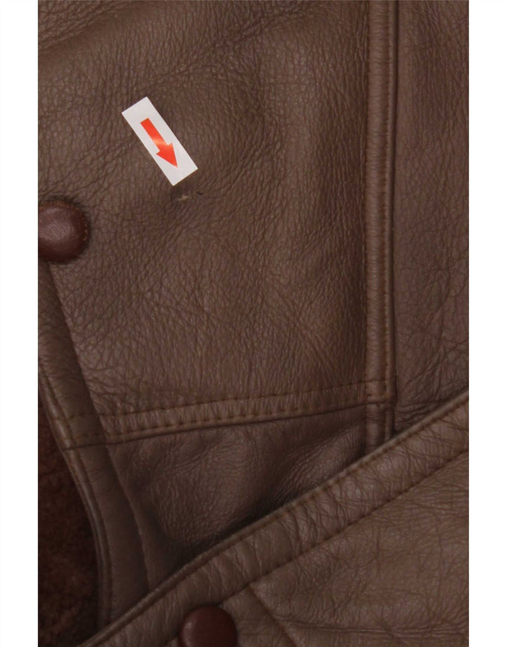 Vintage mujer shearling chaqueta Reino Unido 14 marrón medio