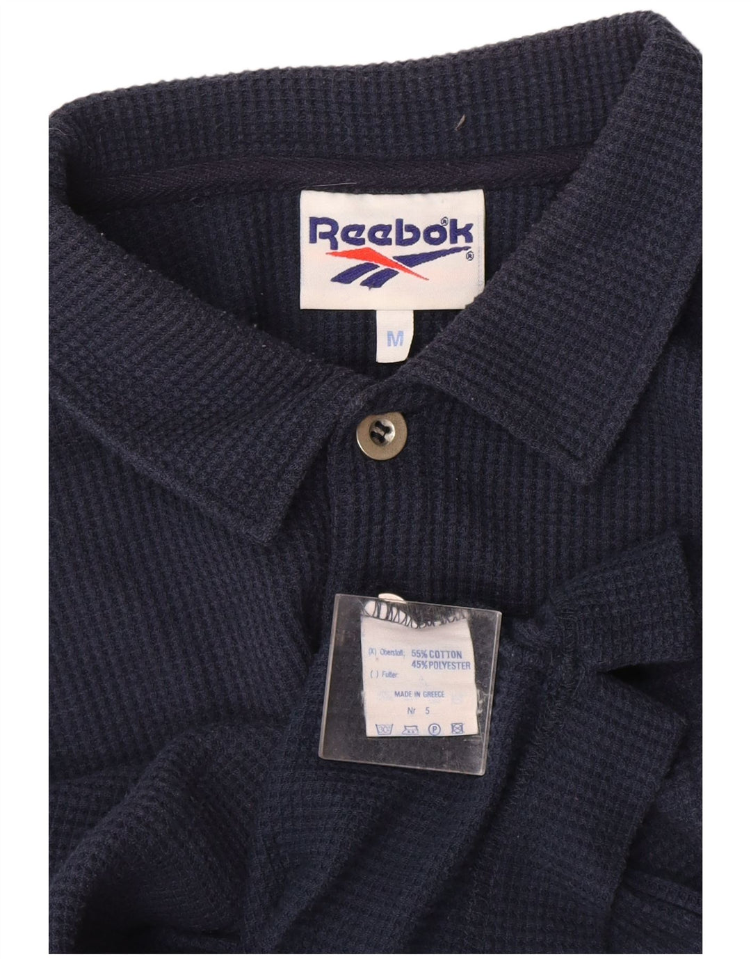Polo Reebok de manga larga para hombre, algodón azul marino medio