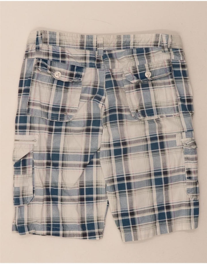 VINTAGE Mens Cargo Shorts W33 Medium  Blue Check Cotton Vintage Vintage and Second-Hand Vintage from Messina Hembry 