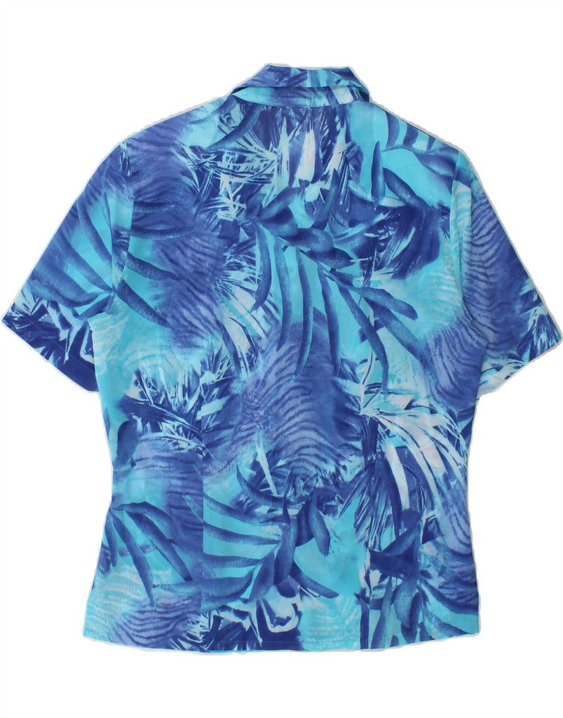 BASLER Womens Abstract Pattern Short Sleeve Shirt Blouse UK 12 Medium Blue Vintage Basler and Second-Hand Basler from Messina Hembry 