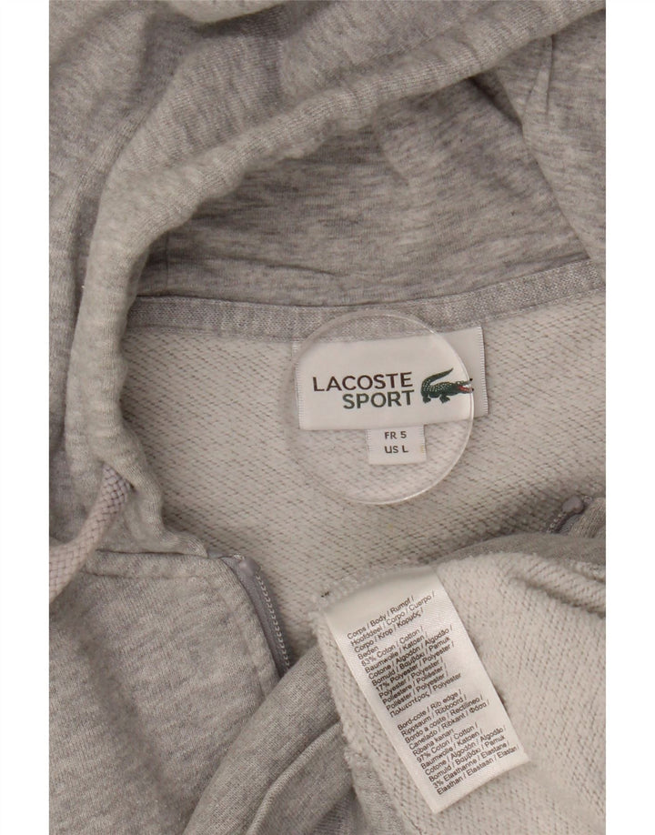 LACOSTE Sudadera con capucha y cremallera para hombre talla 5 grande algodón moteado gris