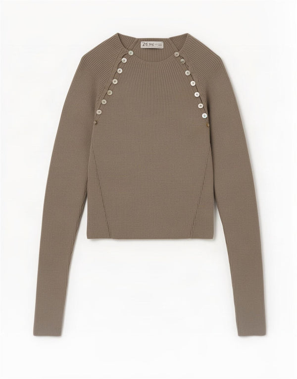 Zara Mujer Crop Blusa Top UK 42 Viscosa Gris Medio