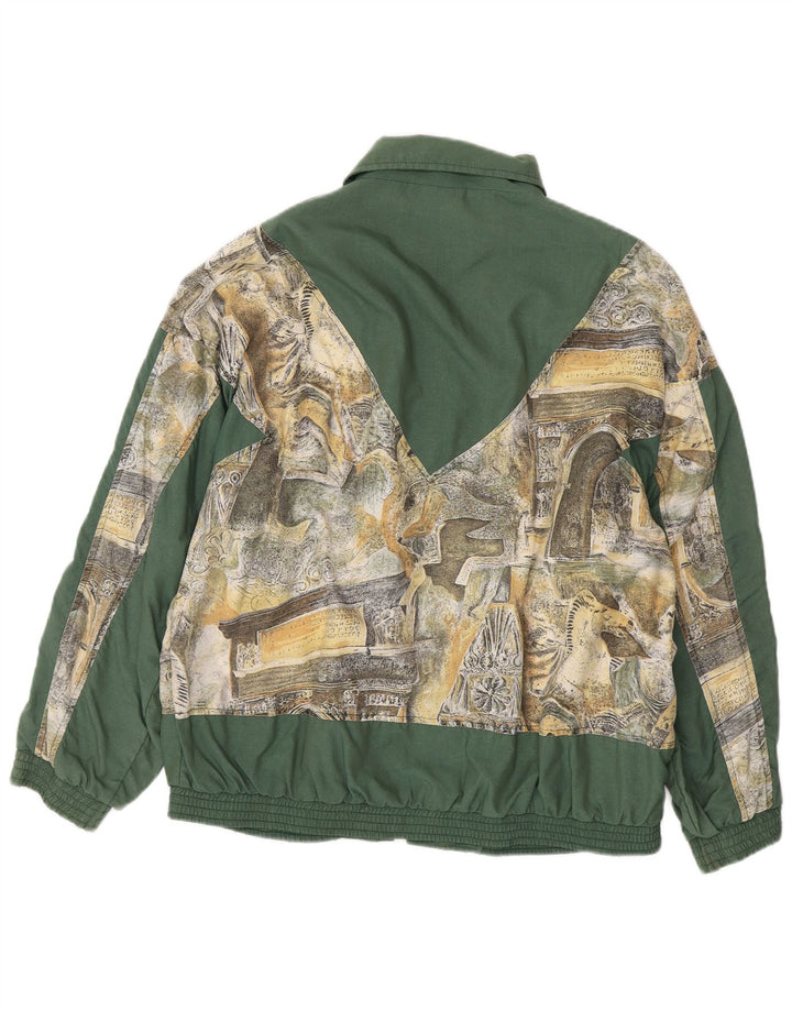 VINTAGE Hombres Loose Fit Gráfico Chándal Top Chaqueta Pequeña Poliamida Caqui