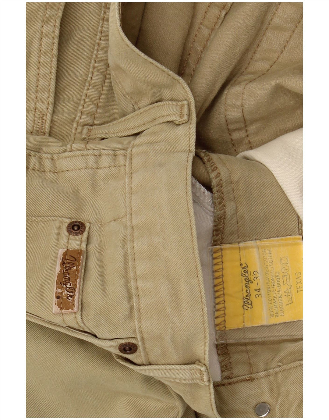 WRANGLER Pantalones casuales rectos Texas para hombre W34 L32 Algodón beige