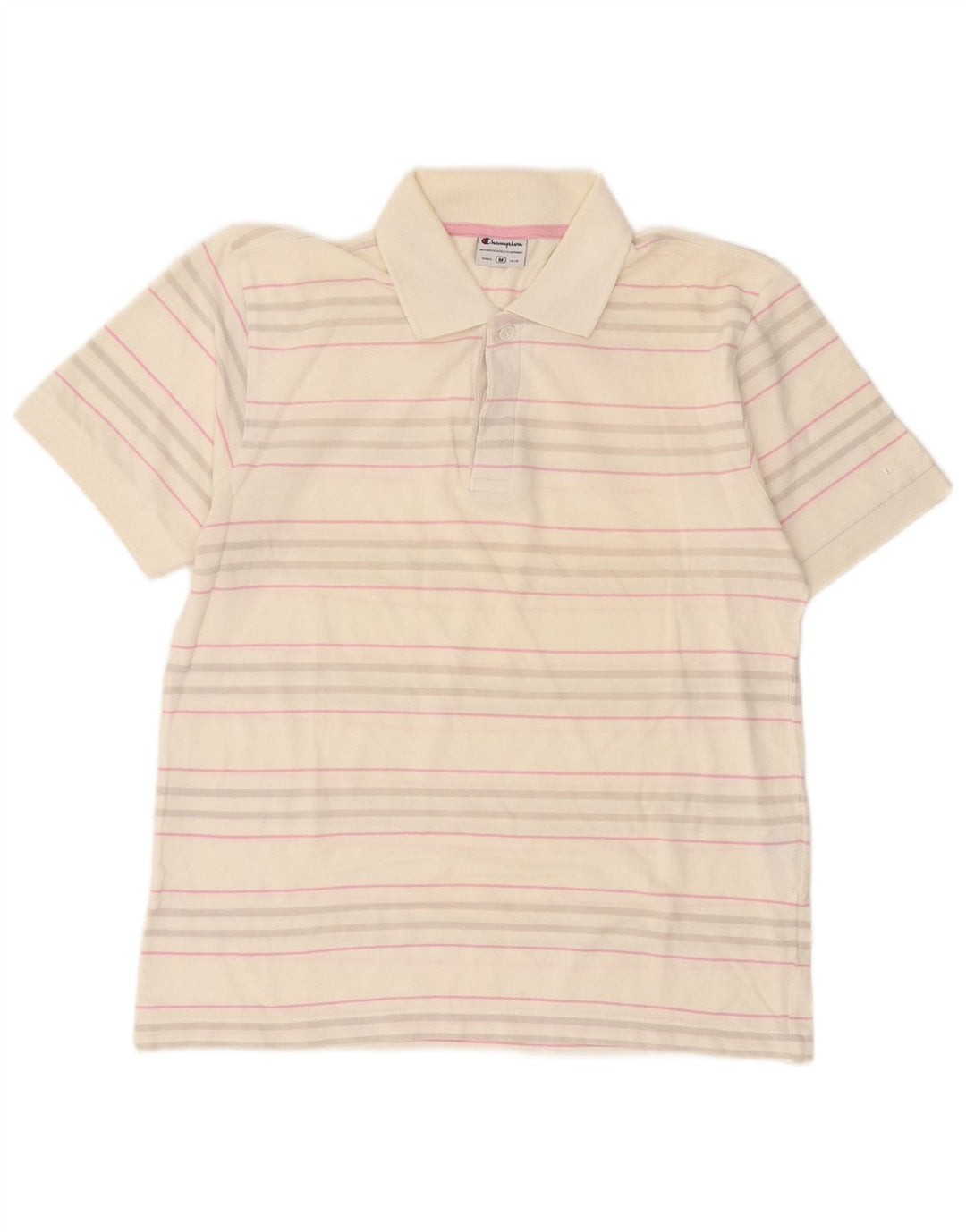Champion Polo Para Hombre De Algodón A Rayas Blanco Medio