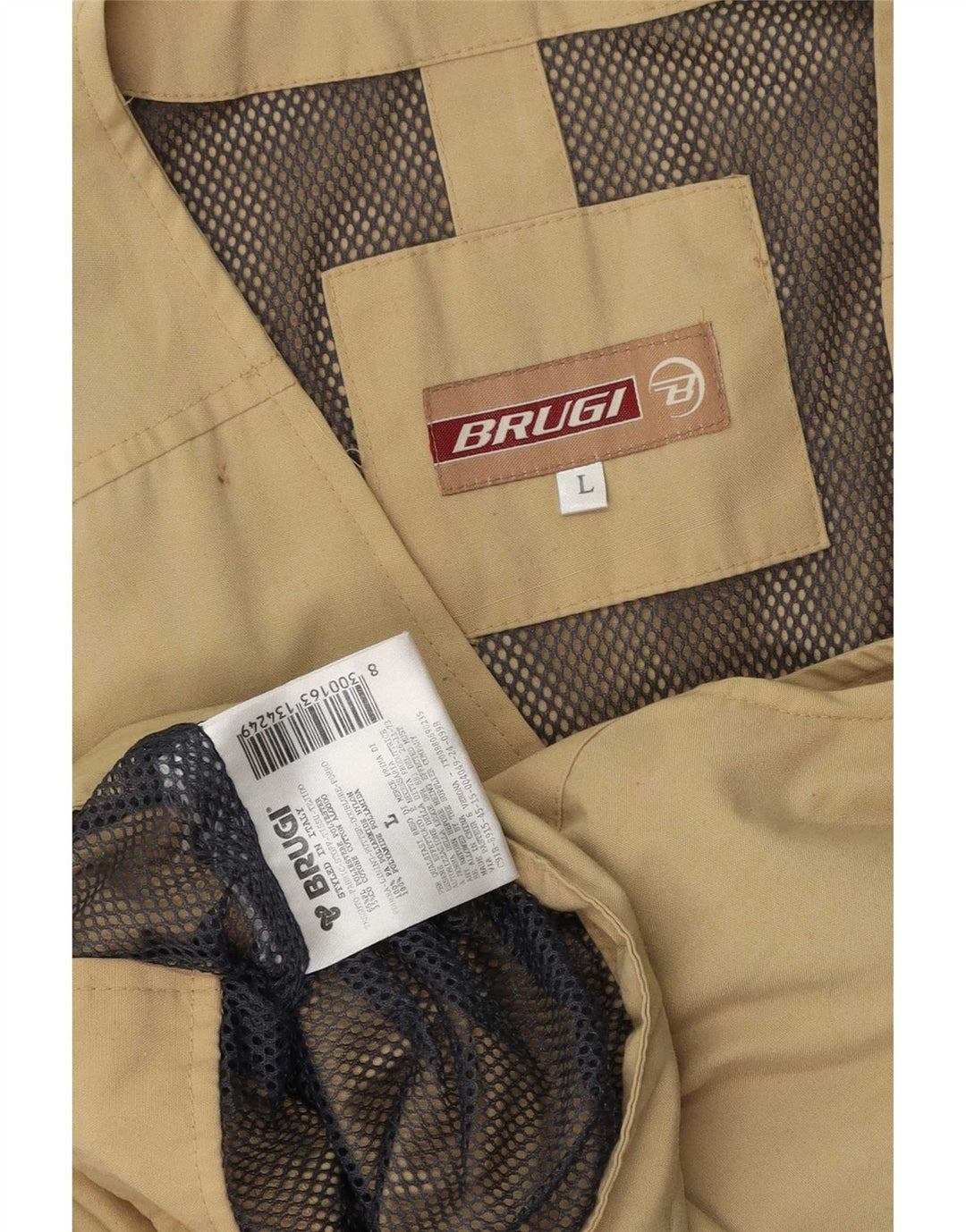 Brugi Chaleco utilitario para hombre UK 40 Large Caqui Poliéster