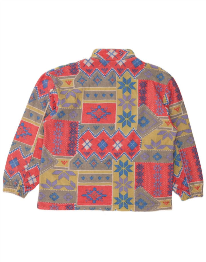 Vintage mujer polar jumper Reino Unido 18 XL multicolor patchwork retro