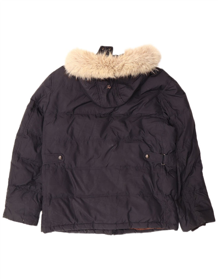 FAY Chaqueta acolchada con capucha para hombre UK 40 Large Poliéster azul marino