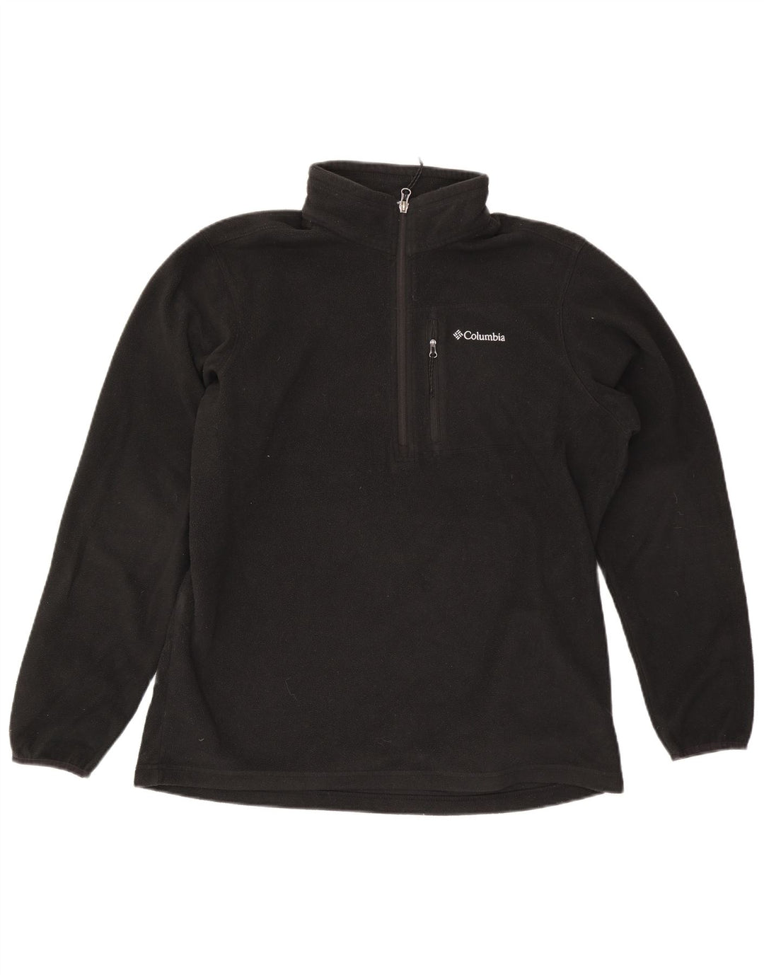 Columbia - Jersey de forro polar con cuello y cremallera para hombre, talla grande, poliéster negro