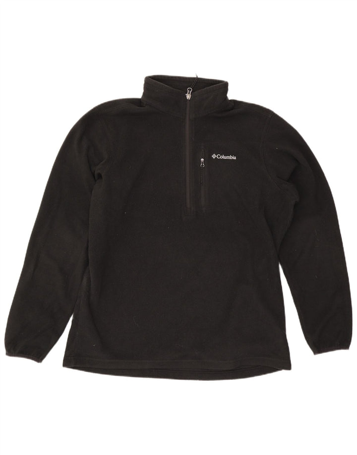 Columbia - Jersey de forro polar con cuello y cremallera para hombre, talla grande, poliéster negro