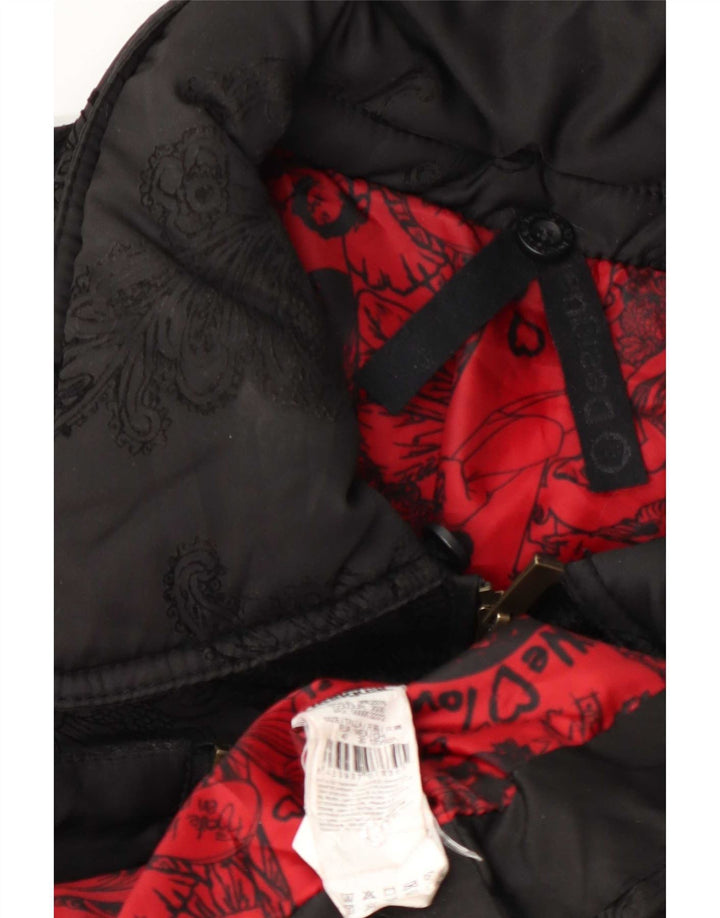 Desigual Mujer Chaqueta Acolchada Gráfica EU 40 Mediana Negro Paisley Poliéster