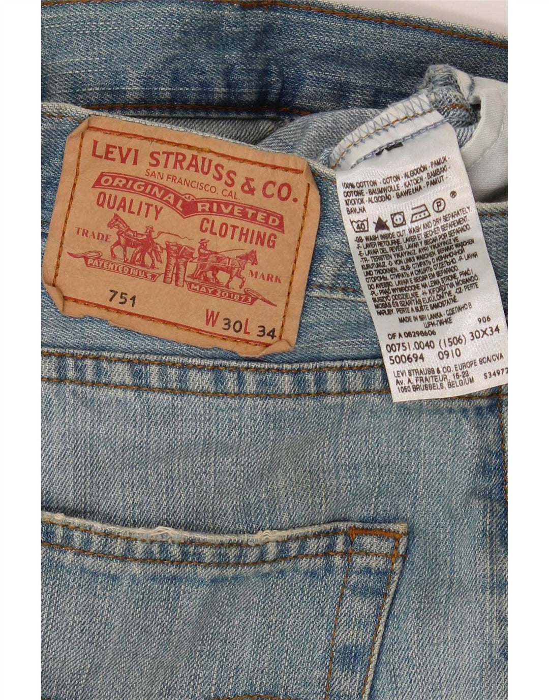 Vaqueros Levi's Mujer 751 Rectos W30 L34 Algodón Azul