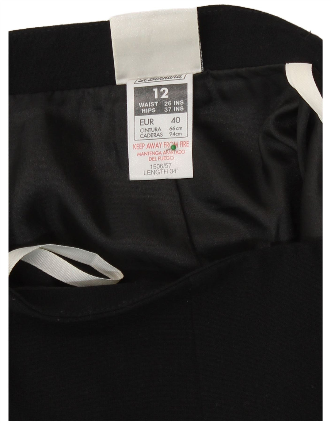 Falda midi para mujer St. Bernard UK 12 Medium W26 Poliéster negro
