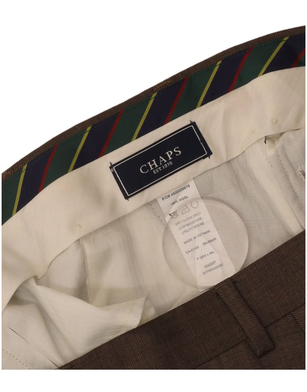 Chaps Pantalón de traje recto para hombre W36 L34 Lana marrón