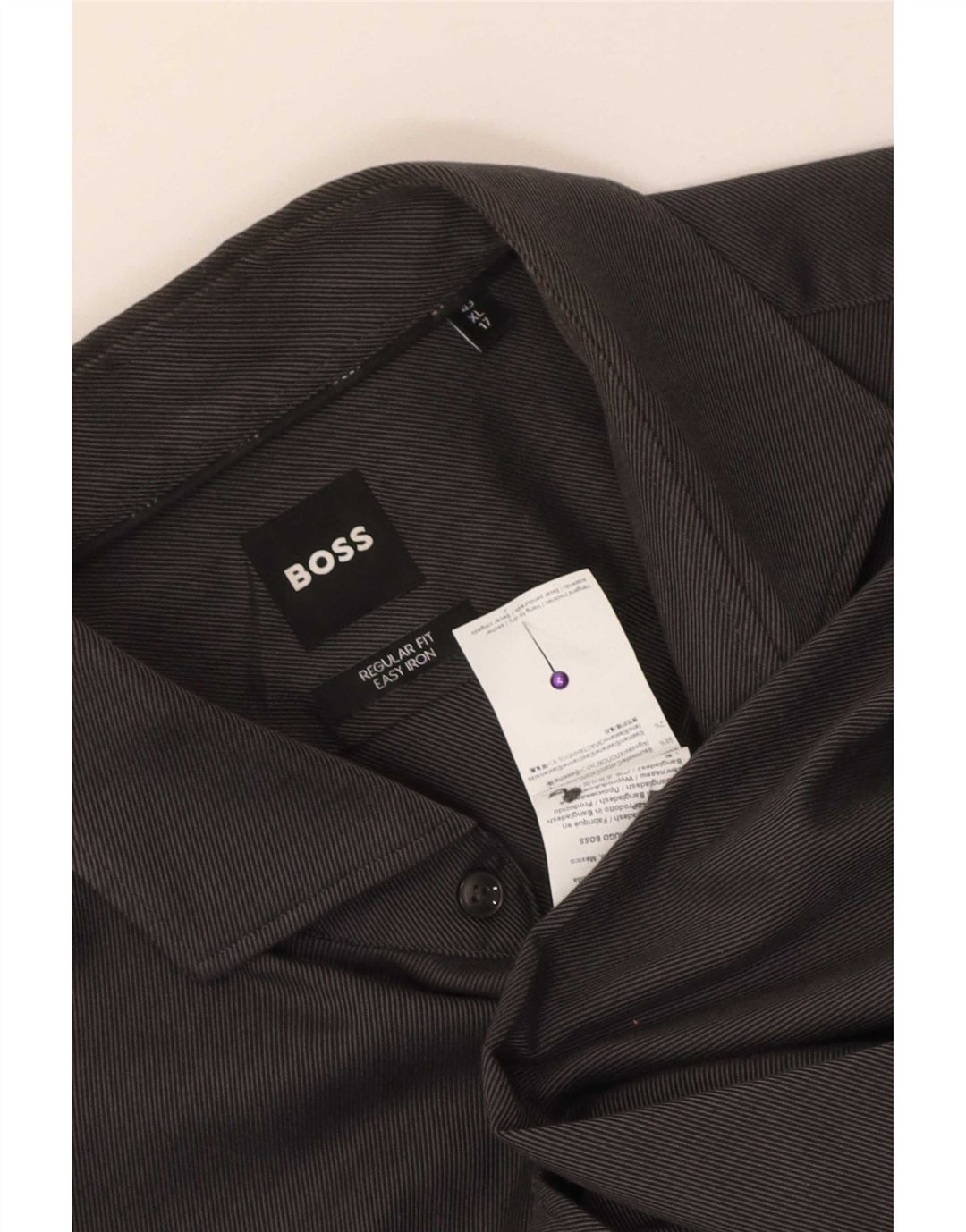 Camisa Hugo Boss Hombre Regular Fit Talla 43 17 XL Algodón Gris