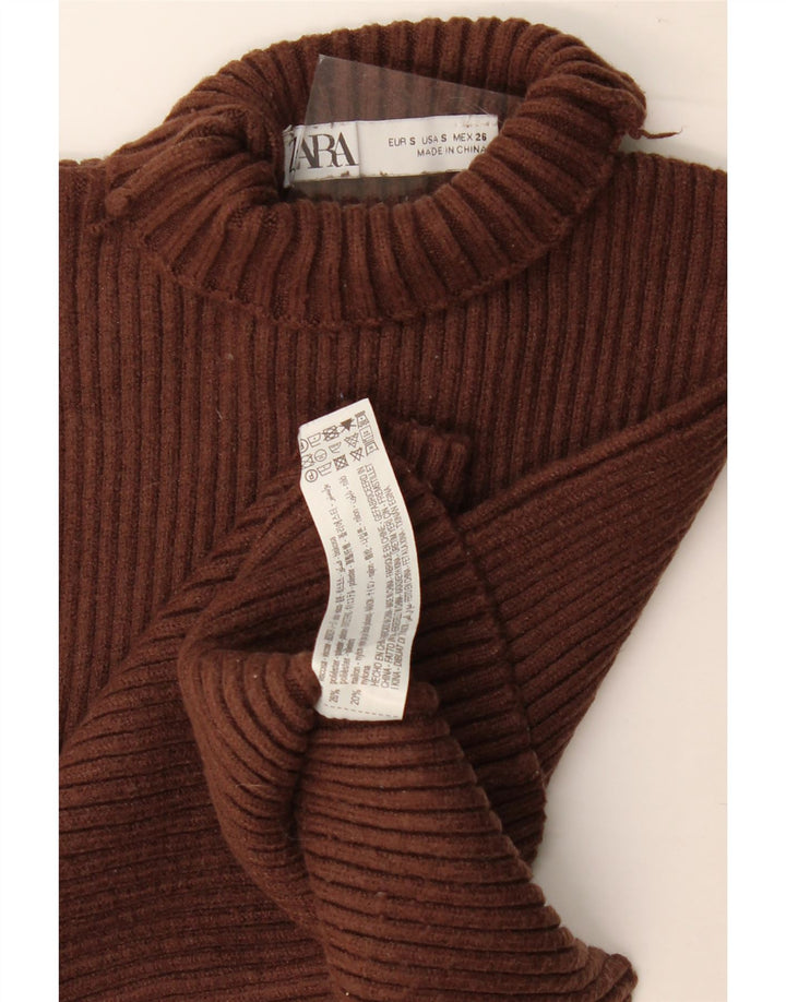 Zara Mujer Crop Vest Top UK 8 Small Marrón Viscosa