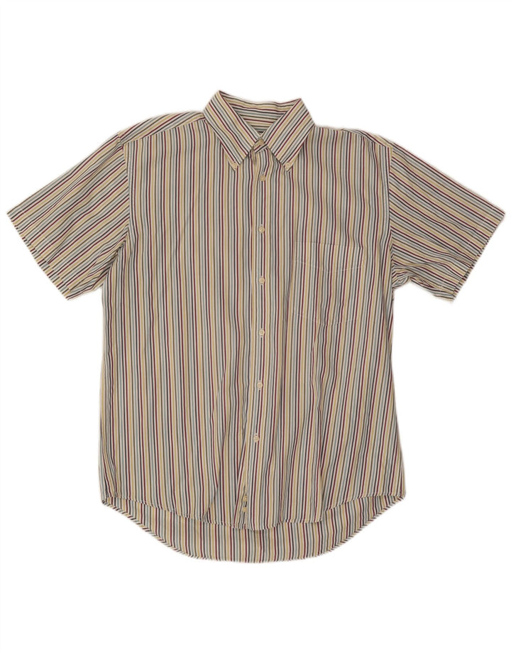 Dack's Camisa de manga corta para hombre de algodón a rayas multicolor grande