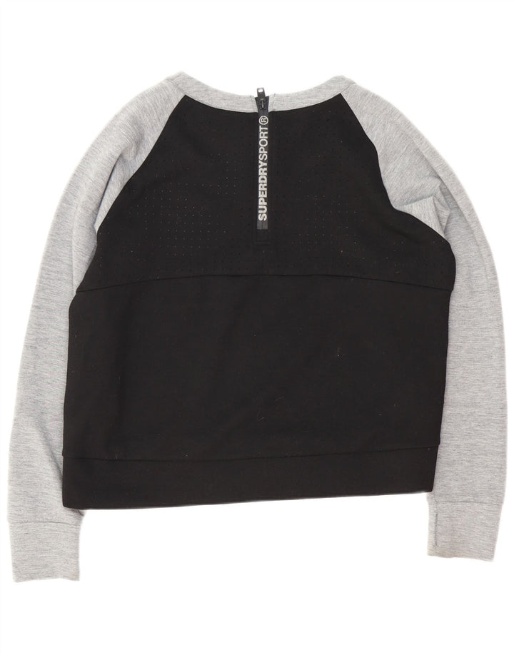 Superdry Mujer Sudadera Gráfica Jumper UK 46 Large Negro Colorblock