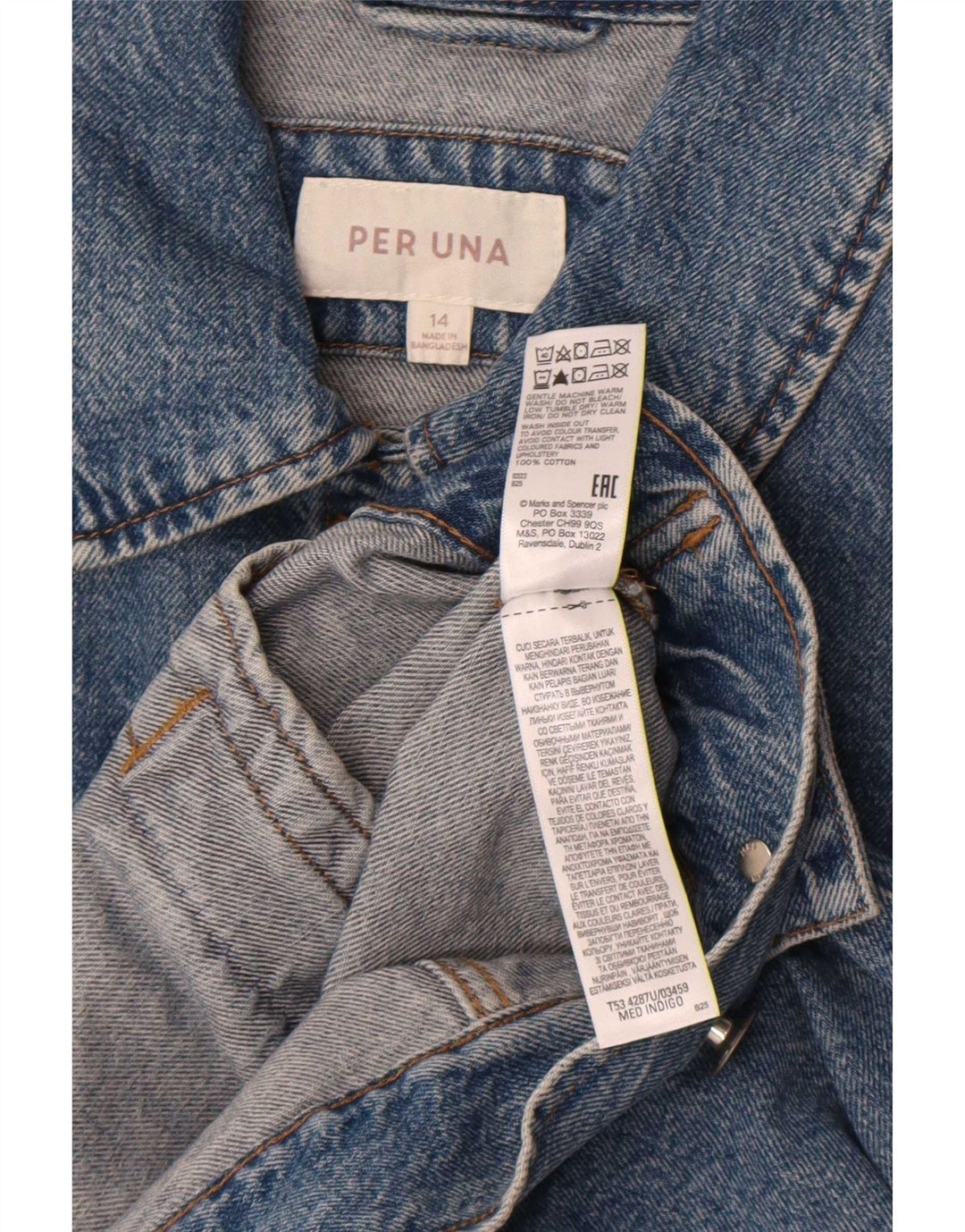 Marks & Spencer Chaqueta vaquera Per Una para mujer Reino Unido 44 Algodón azul grande