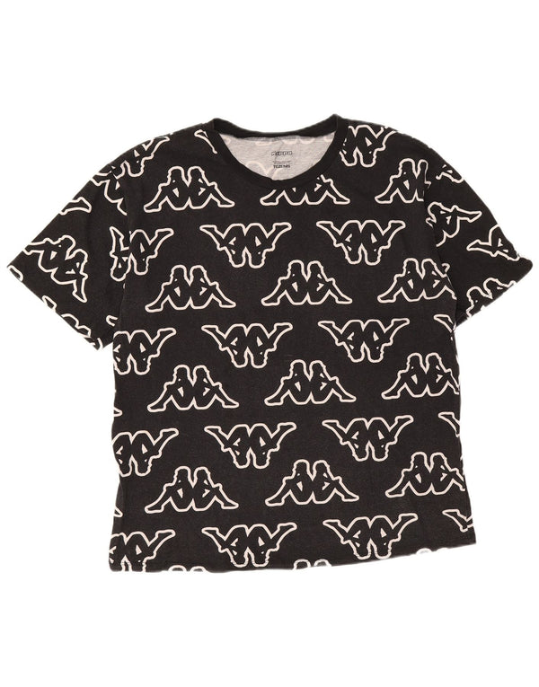 Kappa Mens Tezenis Graphic Camiseta Top Pequeño Algodón Negro