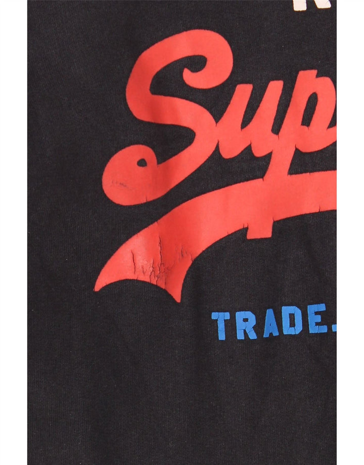 Superdry Jersey con capucha gráfica de algodón negro mediano para hombre