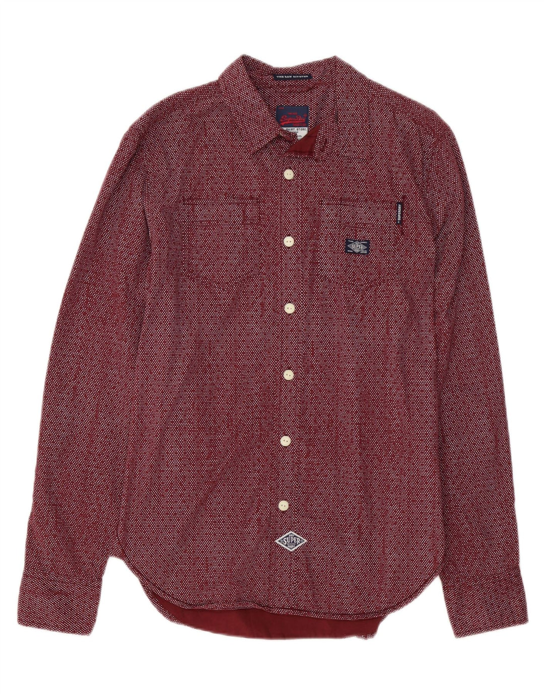 Camisa SUPERDRY Hombre Algodón Moteado Burdeos Medio