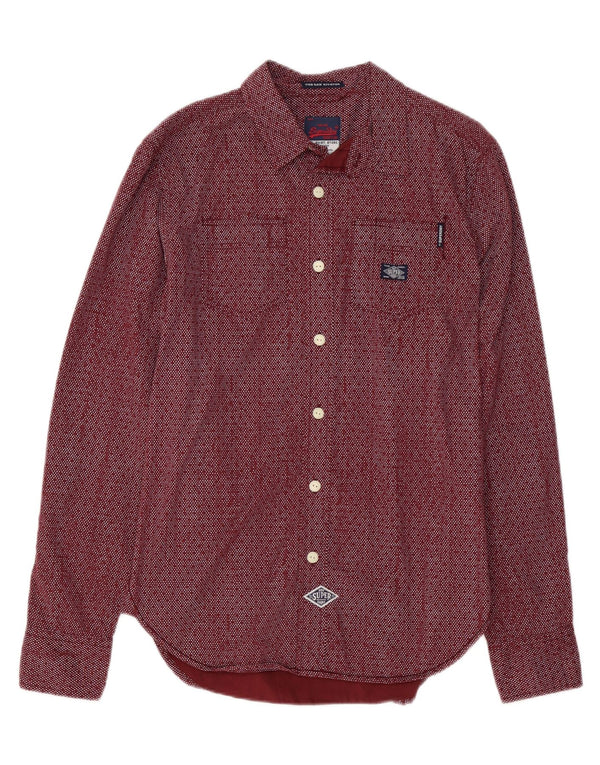 Camisa SUPERDRY Hombre Algodón Moteado Burdeos Medio