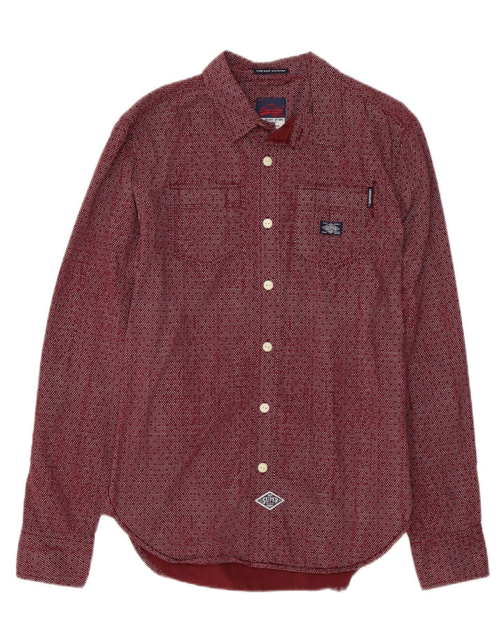 Camisa SUPERDRY Hombre Algodón Moteado Burdeos Medio