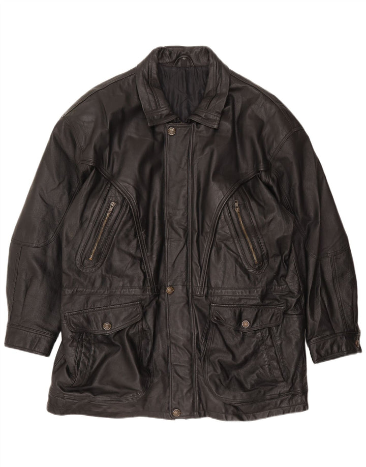 Front Line Chaqueta de cuero para hombre UK 50 2XL Cuero negro