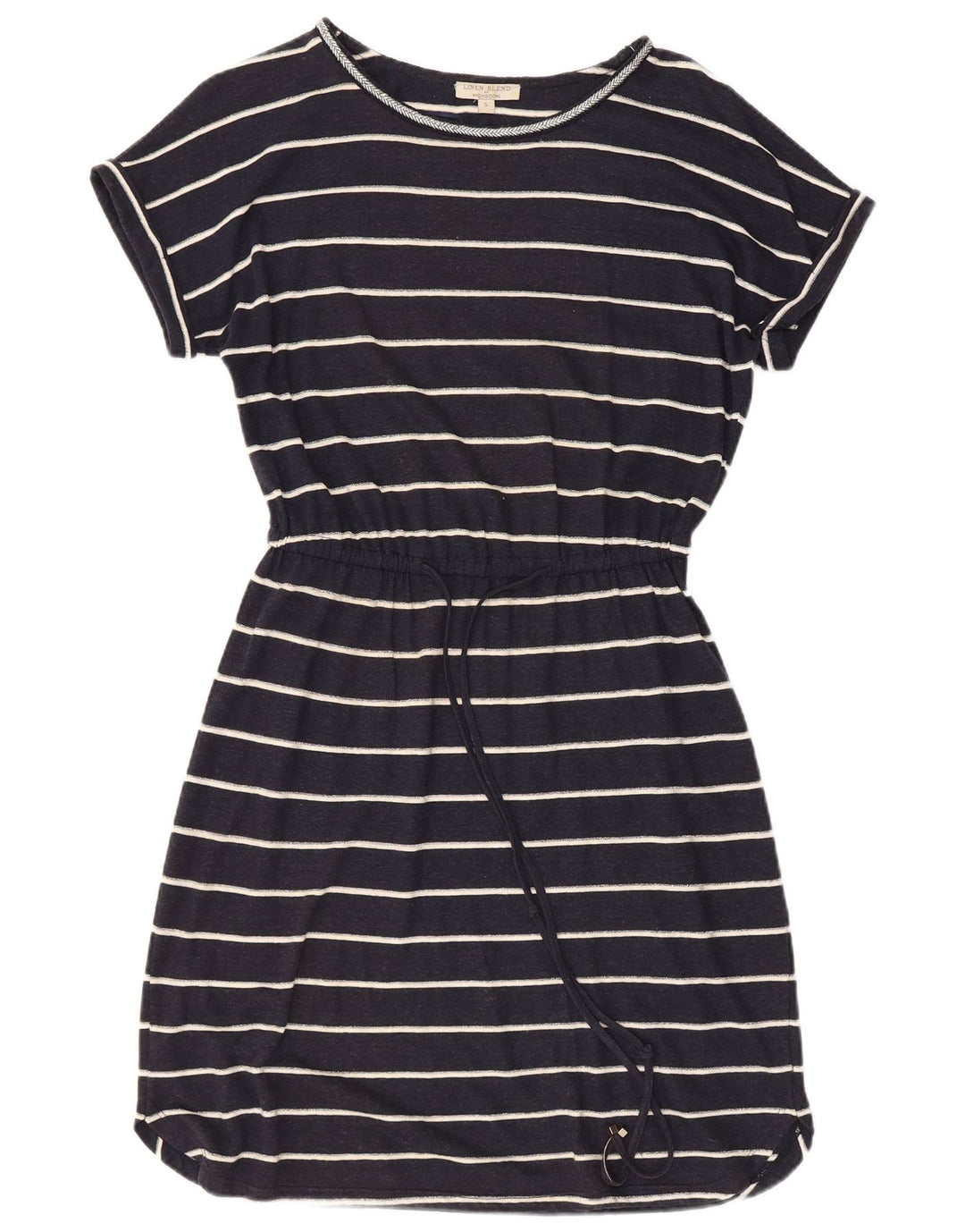 MONSOON Vestido tipo camiseta para mujer UK 10 Pequeño Lino a rayas azul marino