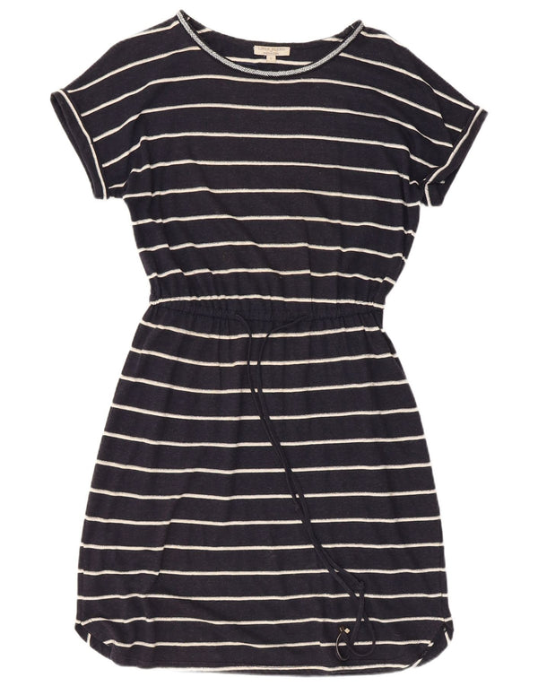MONSOON Vestido tipo camiseta para mujer UK 10 Pequeño Lino a rayas azul marino