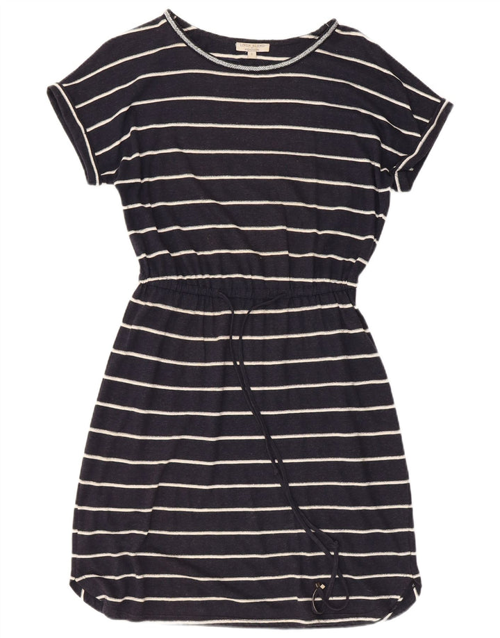 MONSOON Vestido tipo camiseta para mujer UK 10 Pequeño Lino a rayas azul marino