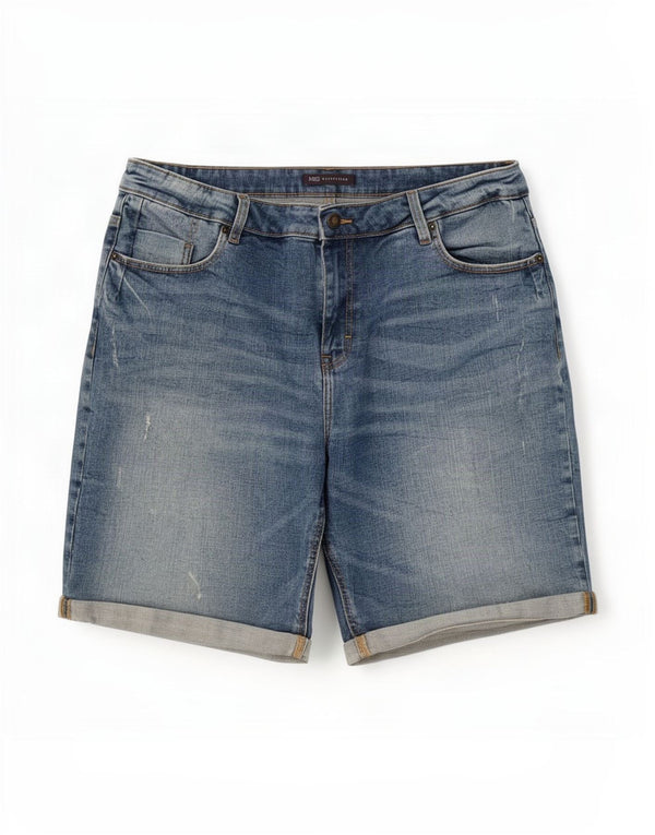 Marks & Spencer Pantalones cortos de mezclilla desgastados para mujer UK 46 Large W36 Algodón azul