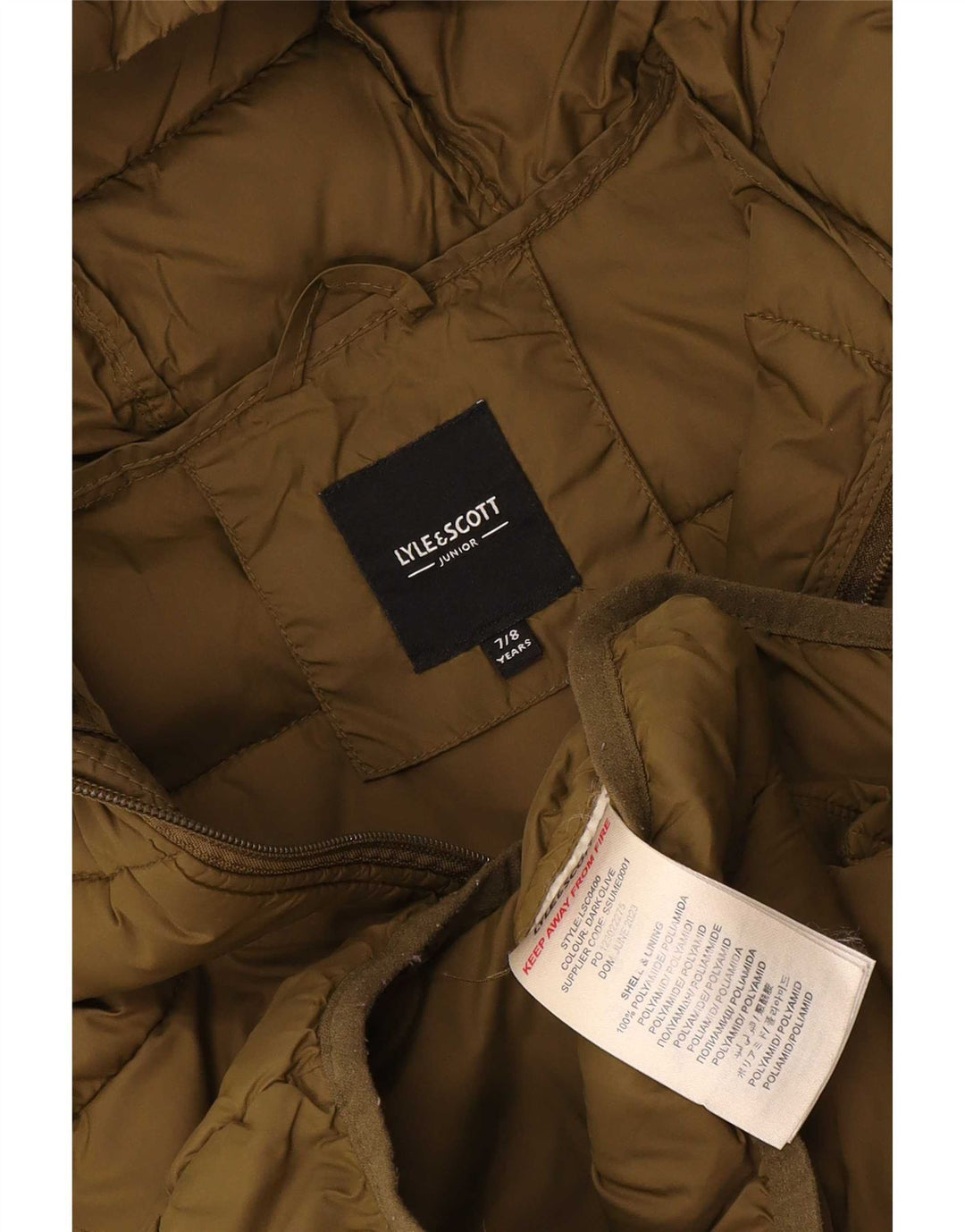 Lyle & Scott Chaqueta acolchada con capucha para niño 7-8 años Caqui Poliamida