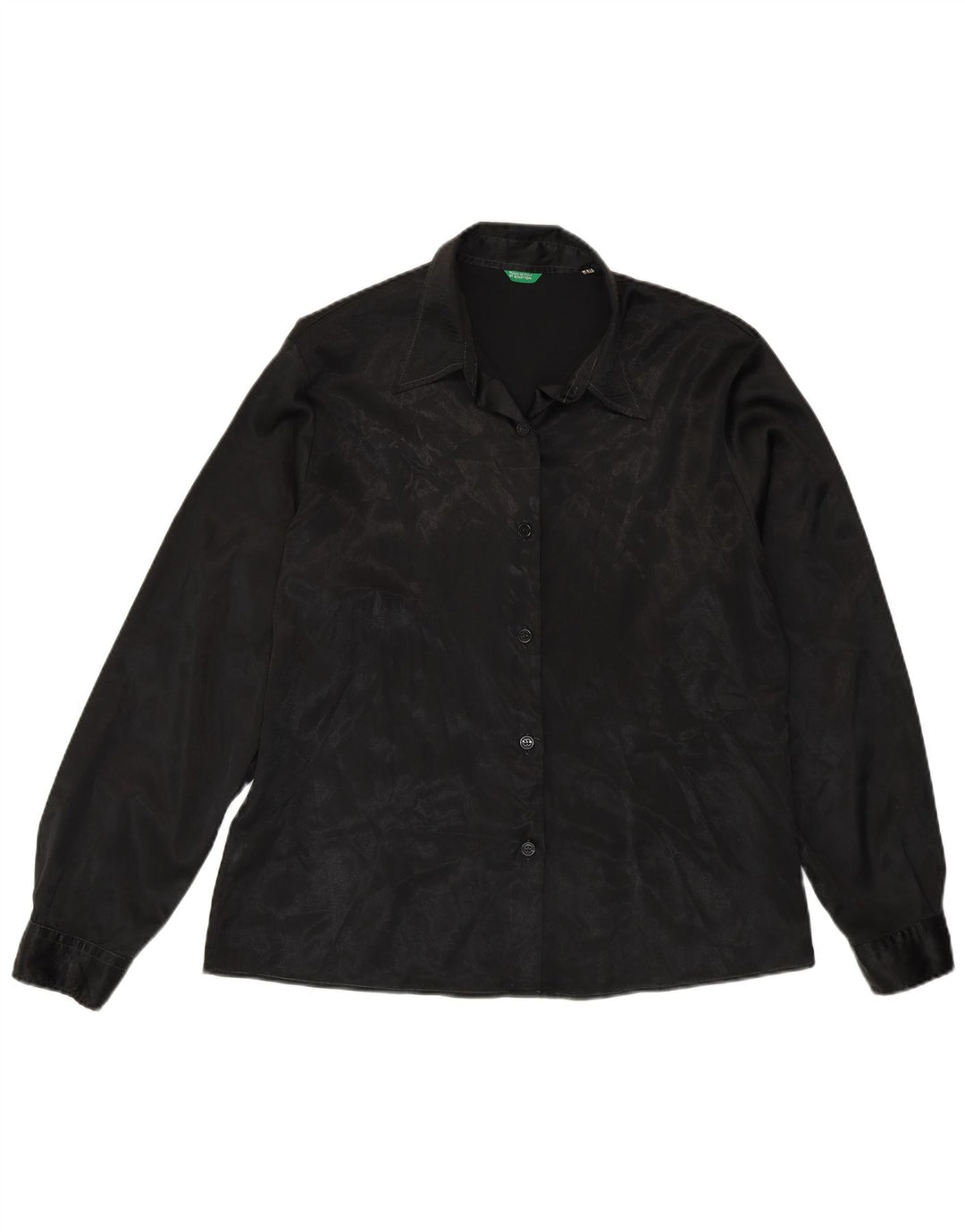 Camisa Benetton Mujer IT 48 XL Negro Estampado Animal Poliéster