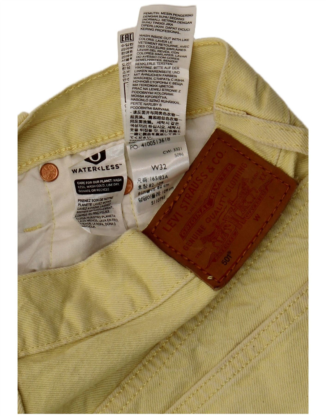 LEVI'S Pantalones cortos vaqueros 501 para mujer W32 Algodón amarillo grande