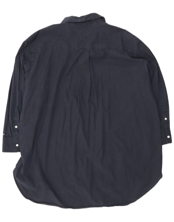 Tommy Hilfiger Vestido camisero extragrande de manga larga para mujer UK 26 5XL Azul marino