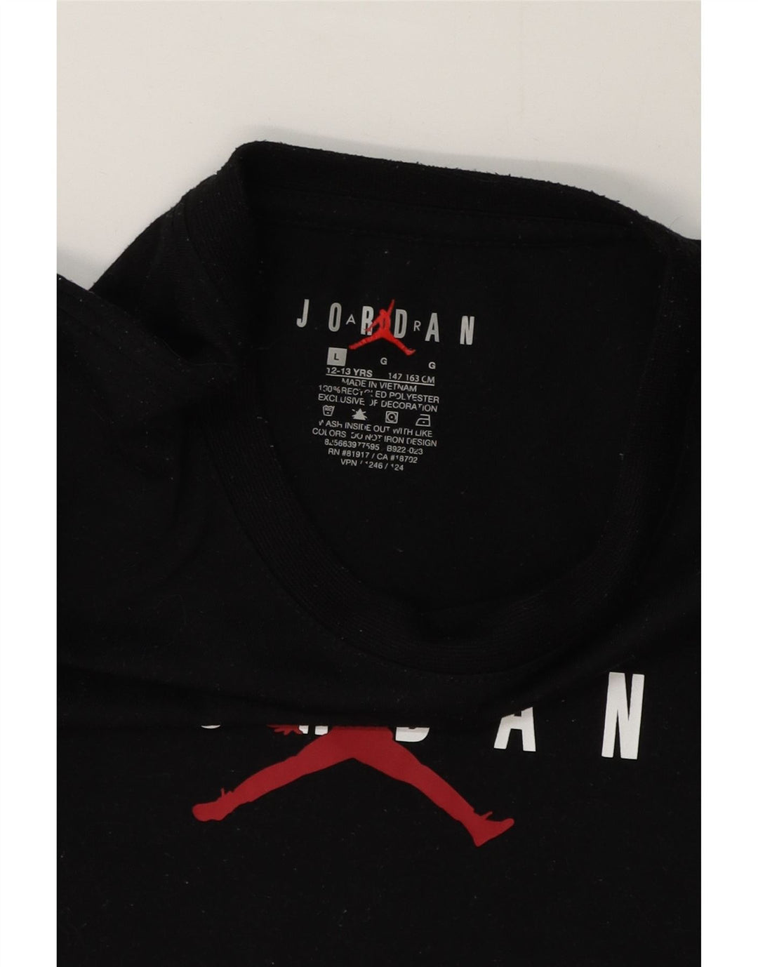 Jordan Camiseta gráfica para niños 12-13 años Grande Negro Poliéster