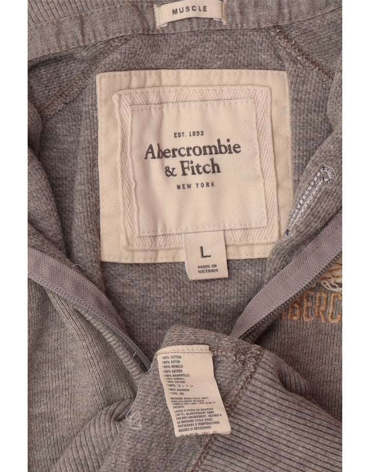 ABERCROMBIE & FITCH Chaqueta superior de chándal con gráfico para mujer UK 40 Grande Gris