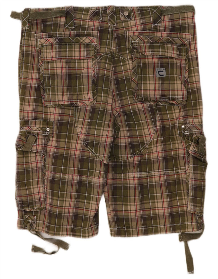 Catbalou Pantalones cortos cargo para hombre IT 50 Large W38 Algodón a cuadros caqui
