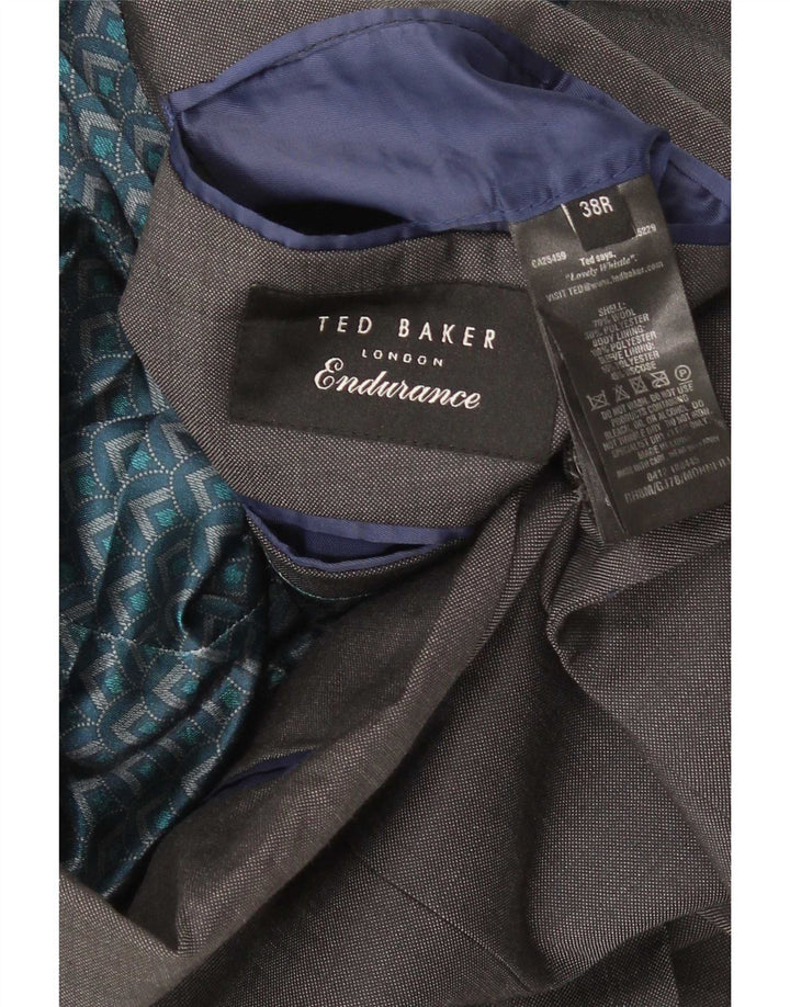Ted Baker Chaqueta tipo blazer de 2 botones para hombre UK 38 Lana gris medio